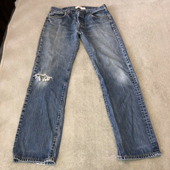 Vintage LEVIS 501 Straight Leg Button Fly Med Stonewash Denim Jeans Sz 34 - Picture 3 of 13